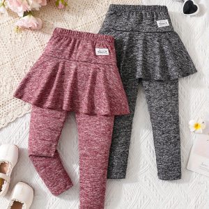 2pcs, 2-Piece Girls' Culotte Pants, Casual & Stylish Summer Trousers, Versatile Gift for Girls